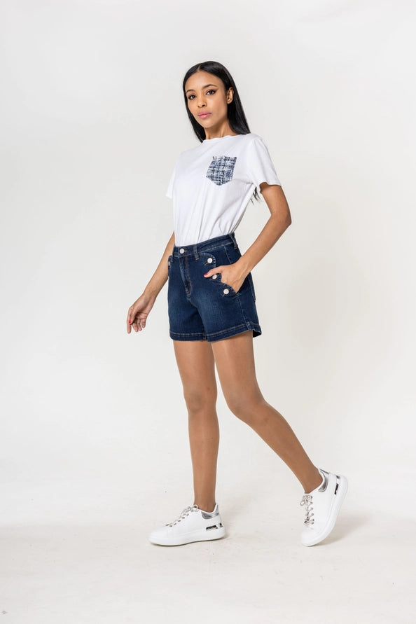 Calções Denim Sailor Chic com Elastano