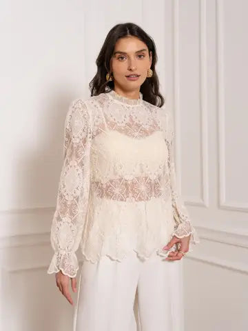 Blusa de Renda Gola Alta