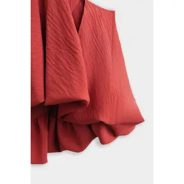 Top Curto Plissado Efeito Balão com Alças Finas