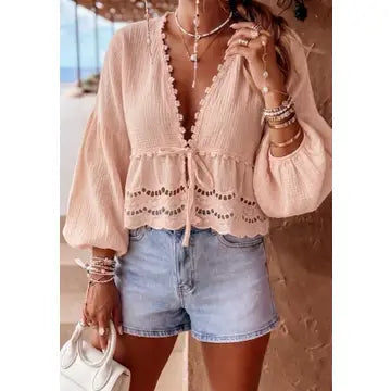 Top Boho Chic em Gaze de Algodão Romântico