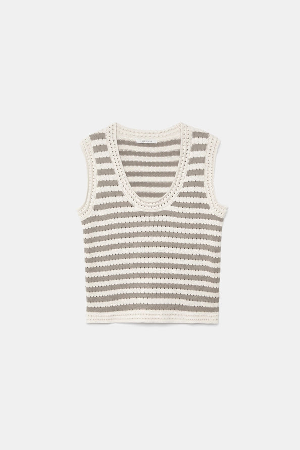 Colete de Malha Navy & Chalk às Riscas - Lanidor
