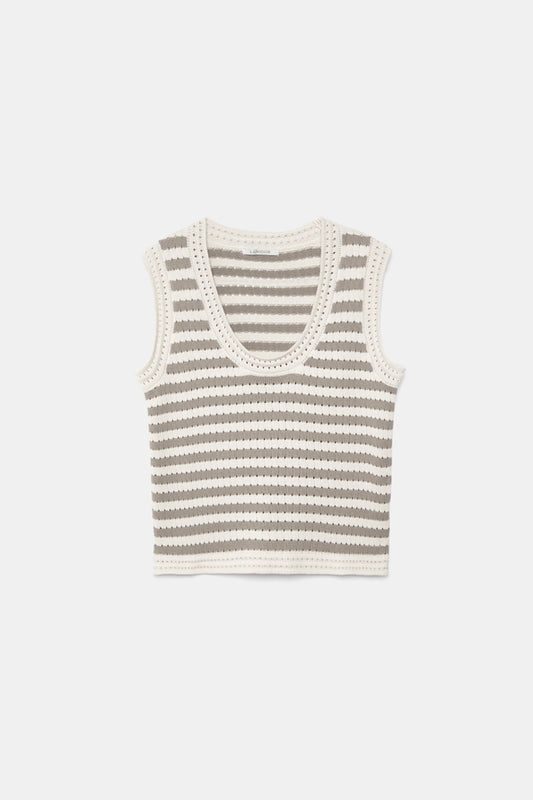 Colete de Malha Navy & Chalk às Riscas - Lanidor