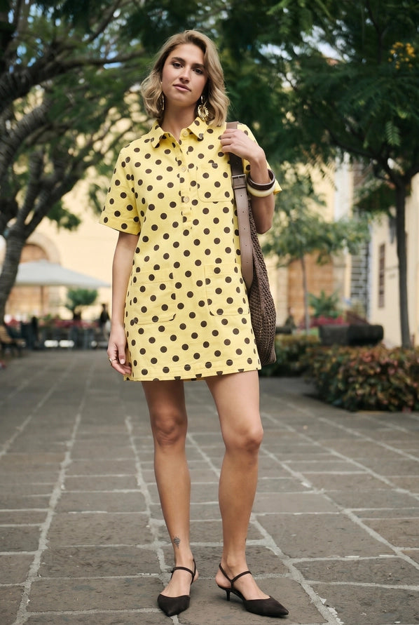 Vestido de Ganga as bolinhas.