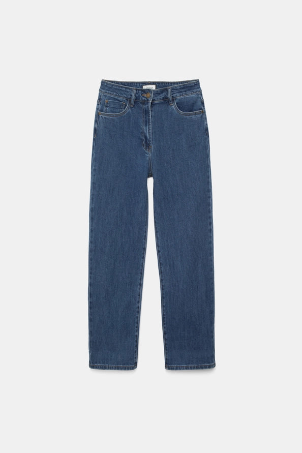 Jeans Cropped com Bainha Contrastante em Listras - Lanidor