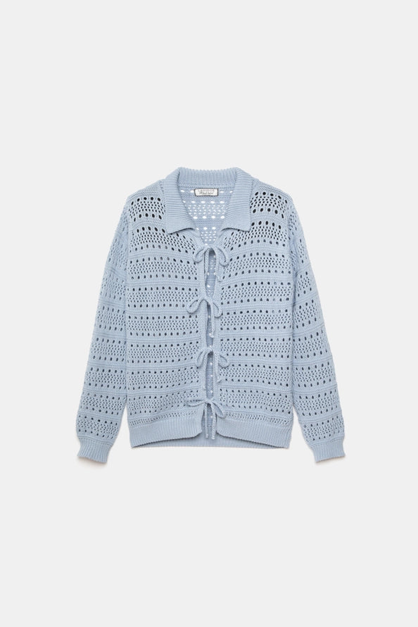 Cardigan em Malha Ajourada - Lanidor