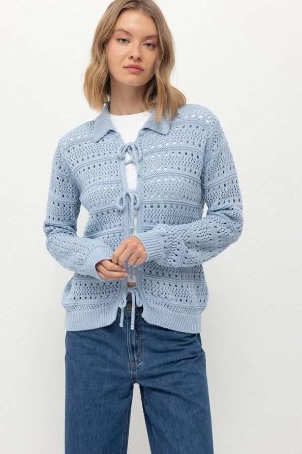 Cardigan em Malha Ajourada - Lanidor