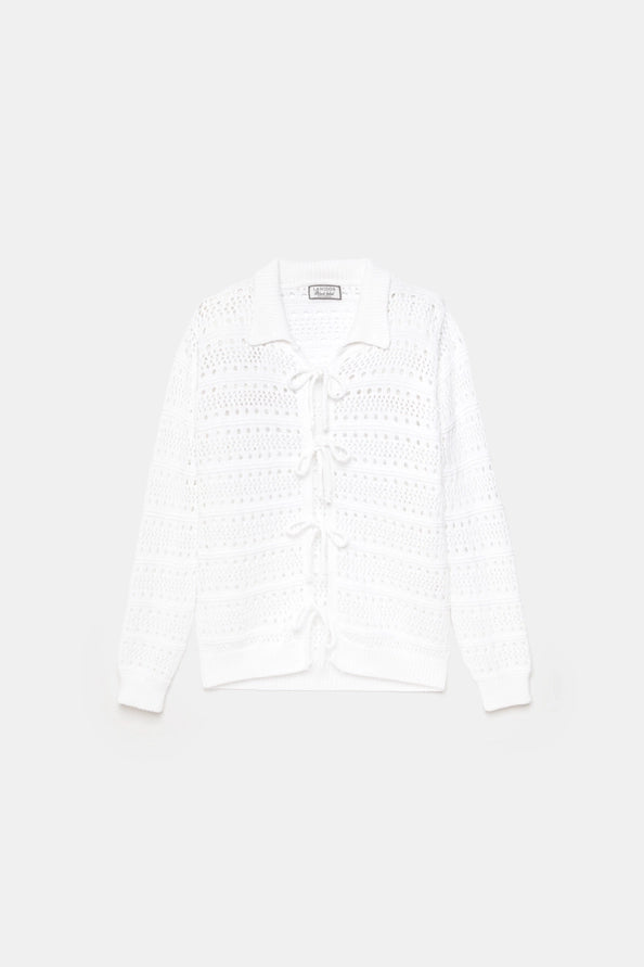 Cardigan em Malha Ajourada - Lanidor