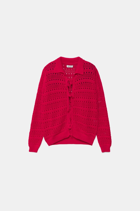 Cardigan em Malha Ajourada - Lanidor