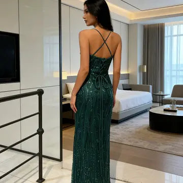 Vestido de Noite de Lantejoulas Premium