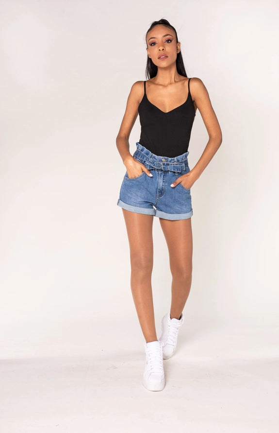 Calções Denim Summer Chic com Cinto Paperbag