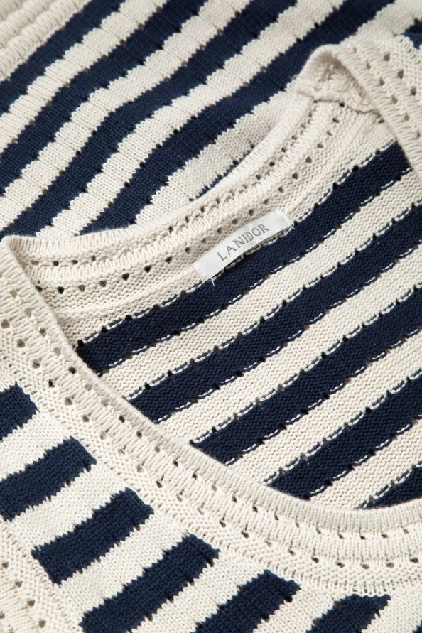 Colete de Malha Navy & Chalk às Riscas - Lanidor