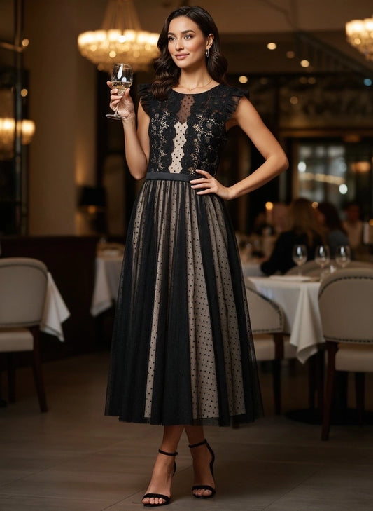 Vestido Midi Elegante em Tule