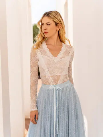 Blusa Body de Renda com Gola