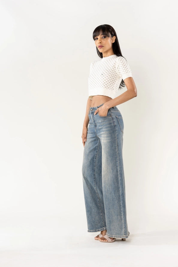 Calças Pantalona High-Waist