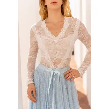 Blusa Body de Renda com Gola