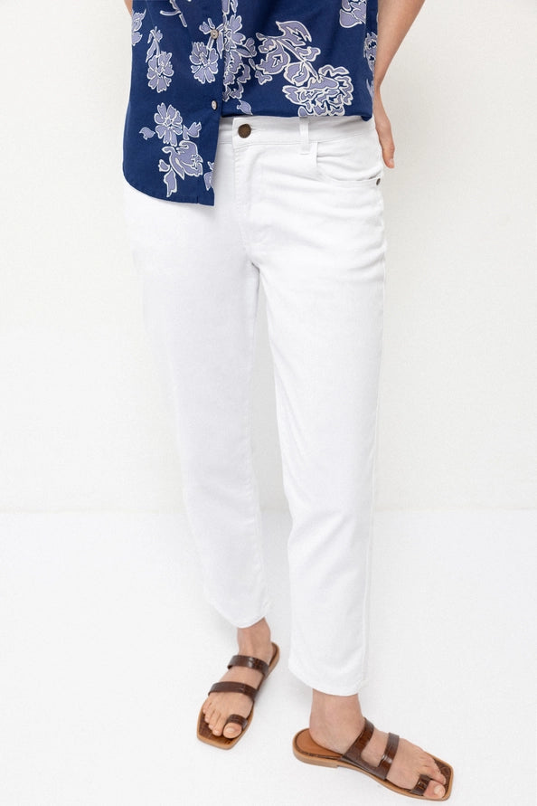 Calças Slim-Fit em Branco Glaciar - Lanidor