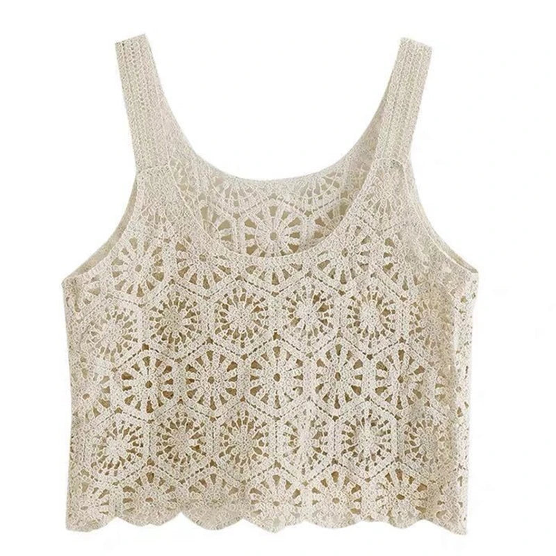 Top Curto em Crochet Artesanal Estilo Boho