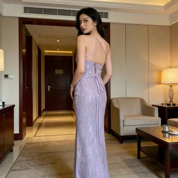 Vestido de Noite de Lantejoulas Premium