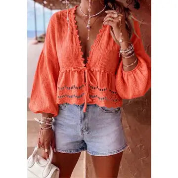 Top Boho Chic em Gaze de Algodão Romântico