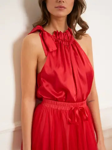 Blusa de Cetim com Laço