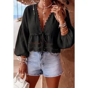 Top Boho Chic em Gaze de Algodão Romântico