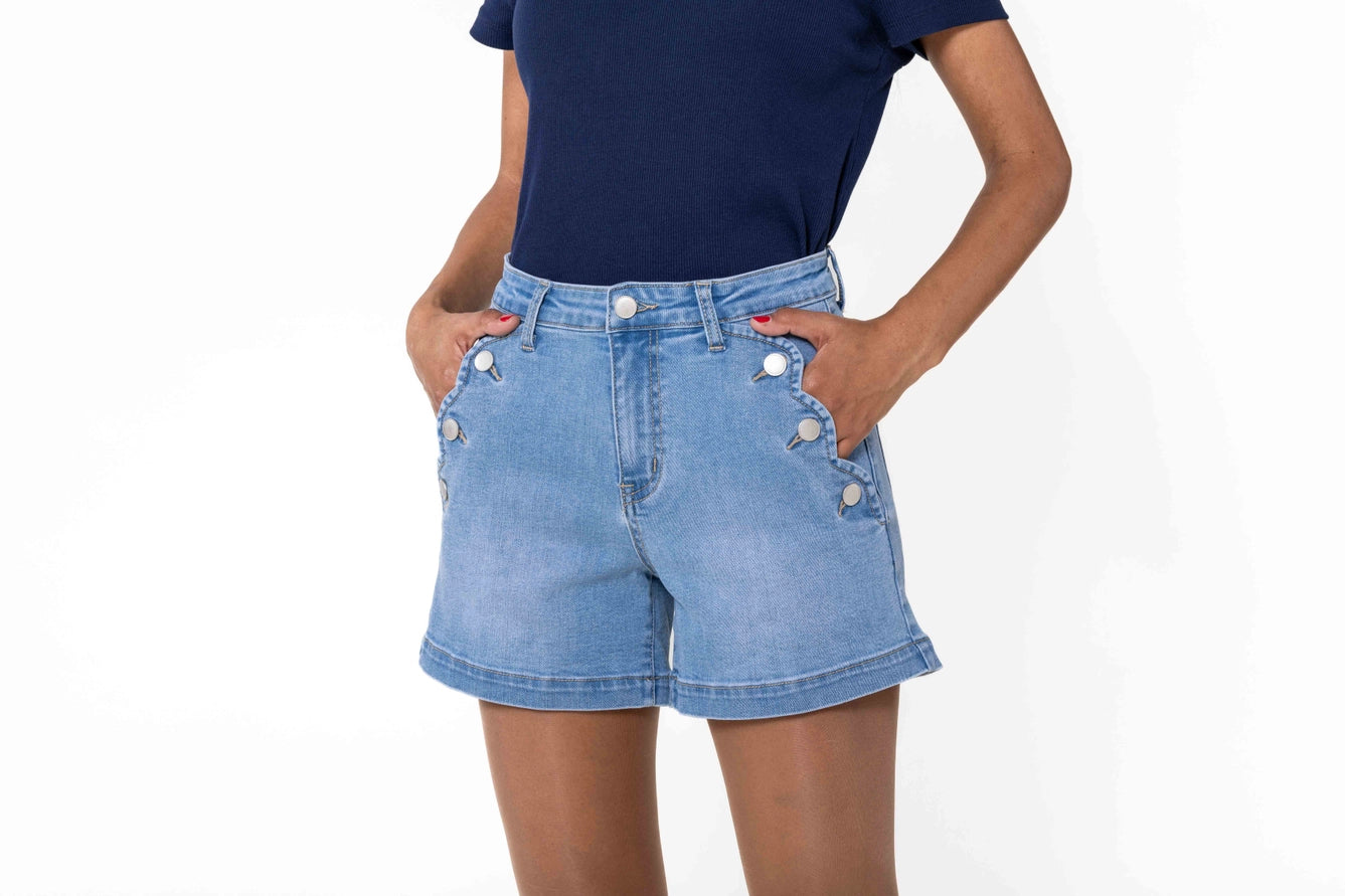 Calções Denim Sailor Chic com Elastano